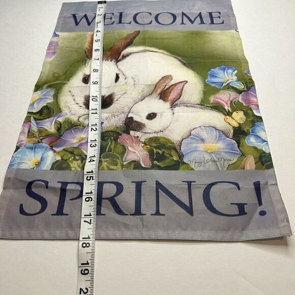 Welcome Spring Bunny Rabbit Garden Flag 12 X 18 - Picture 4 of 4